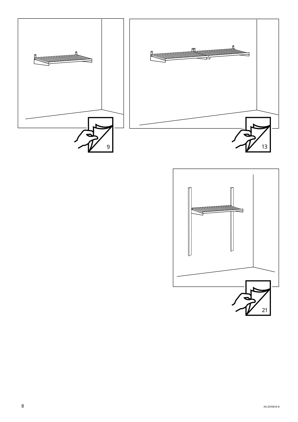 Assembly instructions for IKEA Kungsfors shelf stainless steel | Page 8 - IKEA KUNGSFORS suspension rail w shelves/wll grids 793.083.94