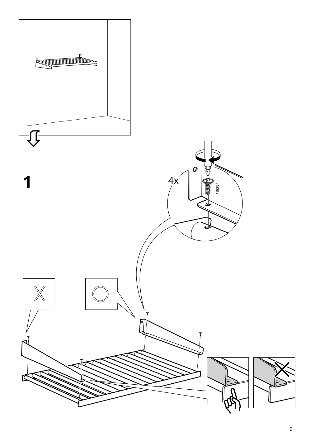 Assembly instructions for IKEA Kungsfors shelf stainless steel | Page 9 - IKEA KUNGSFORS suspension rail w shelves/wll grids 793.083.94