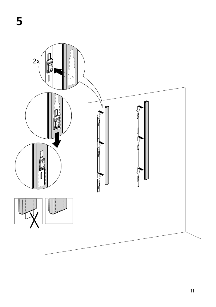 Assembly instructions for IKEA Kungsfors suspension rail stainless steel | Page 11 - IKEA KUNGSFORS suspension rail with shelf/wll grid 893.084.16