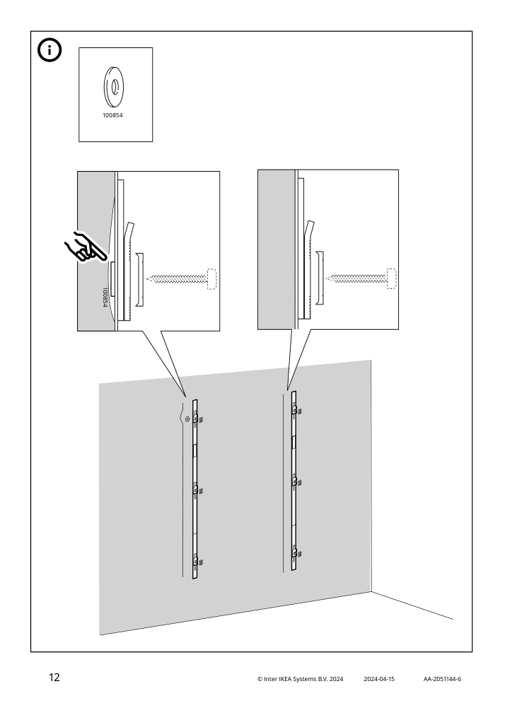Assembly instructions for IKEA Kungsfors suspension rail stainless steel | Page 12 - IKEA KUNGSFORS suspension rail with shelf/wll grid 893.084.16