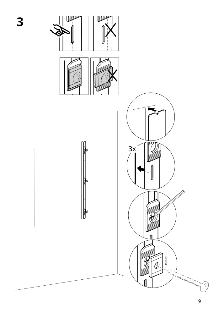 Assembly instructions for IKEA Kungsfors suspension rail stainless steel | Page 9 - IKEA KUNGSFORS suspension rail with shelf/wll grid 893.084.16