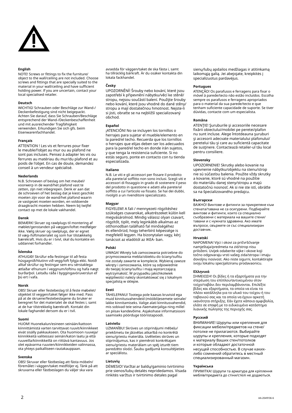 Assembly instructions for IKEA Kungsfors wall rack stainless steel | Page 2 - IKEA KUNGSFORS suspension rail with shelf/wll grid 893.084.16