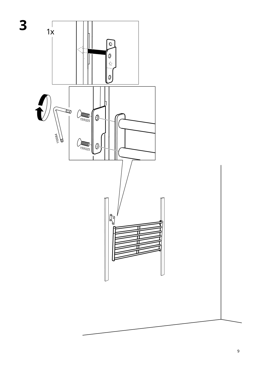 Assembly instructions for IKEA Kungsfors wall rack stainless steel | Page 9 - IKEA KUNGSFORS suspension rail with shelf/wll grid 893.084.16