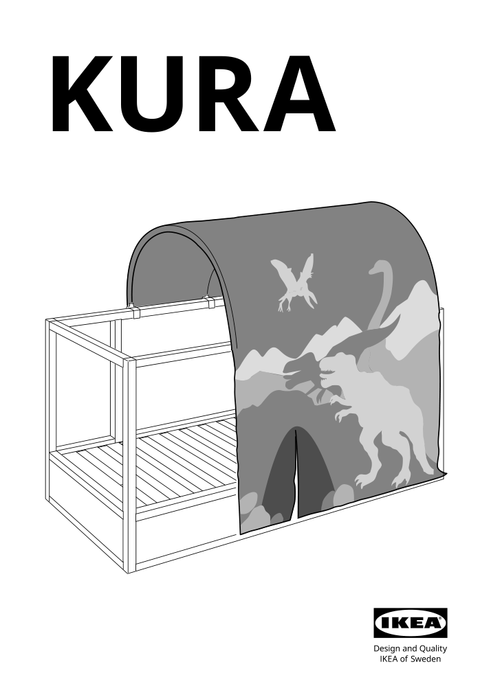 Assembly instructions for IKEA Kura bed tent dinosaur | Page 1 - IKEA KURA bed tent 104.642.16