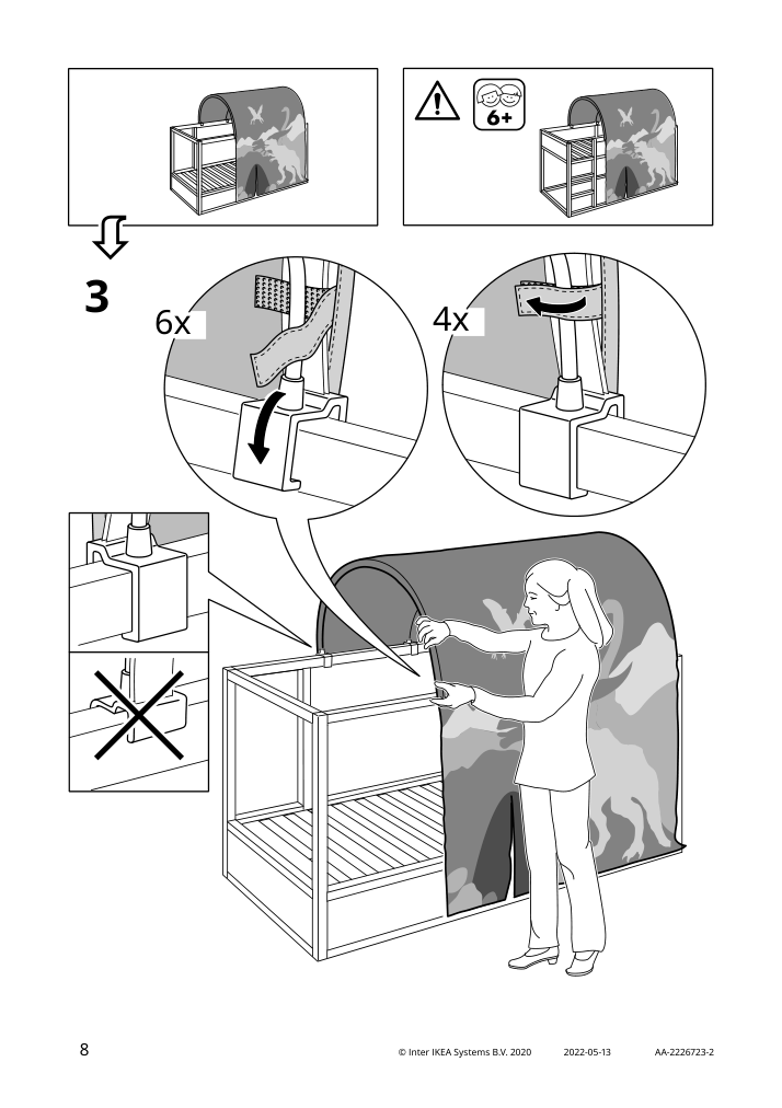 Assembly instructions for IKEA Kura bed tent dinosaur | Page 8 - IKEA KURA bed tent 104.642.16