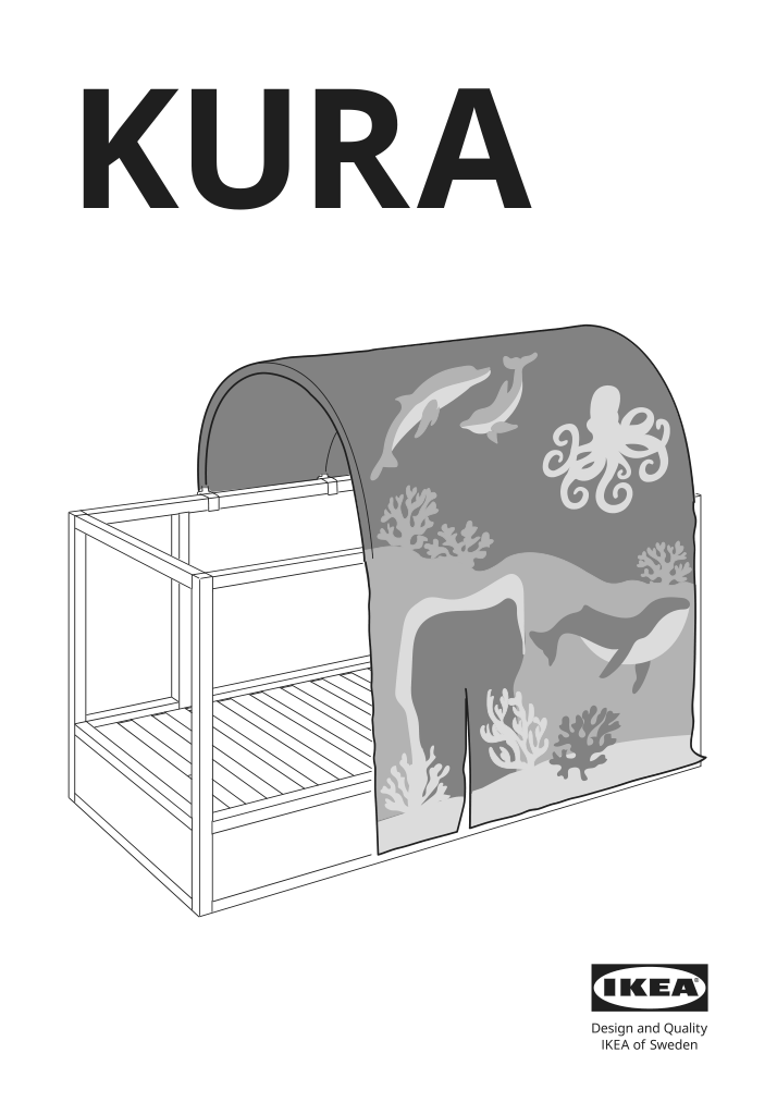 Assembly instructions for IKEA Kura bed tent ocean animals pattern | Page 1 - IKEA KURA bed tent 405.284.48