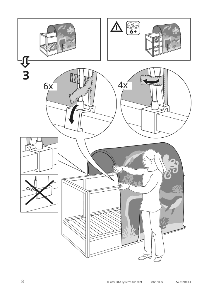 Assembly instructions for IKEA Kura bed tent ocean animals pattern | Page 8 - IKEA KURA bed tent 405.284.48