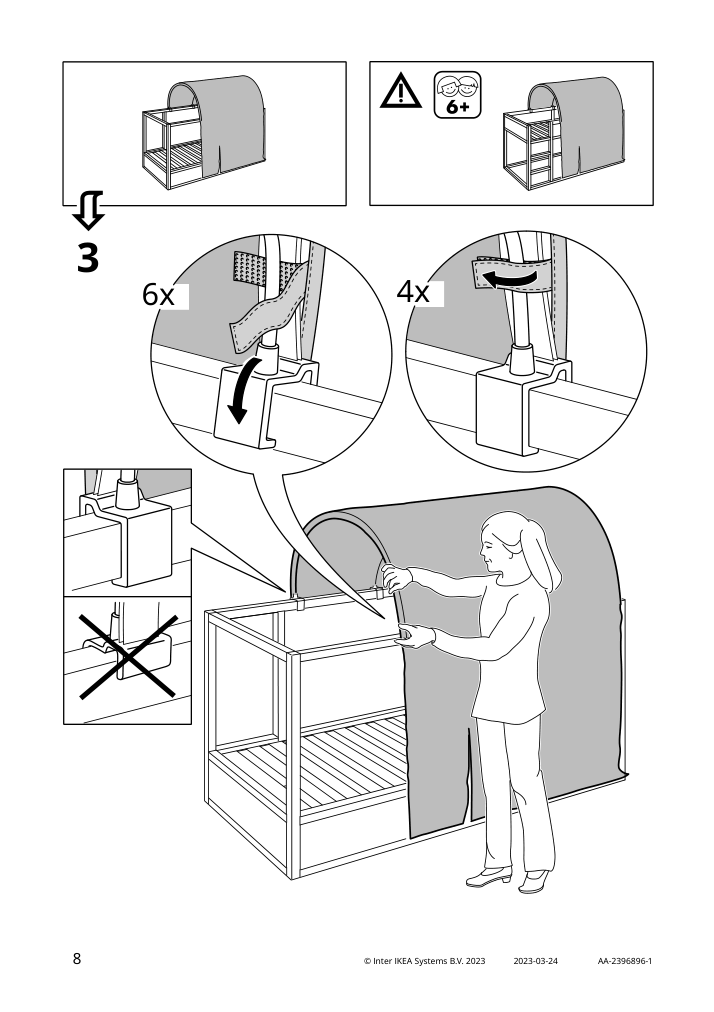 Assembly instructions for IKEA Kura bed tent space blue | Page 8 - IKEA KURA bed tent 005.540.57