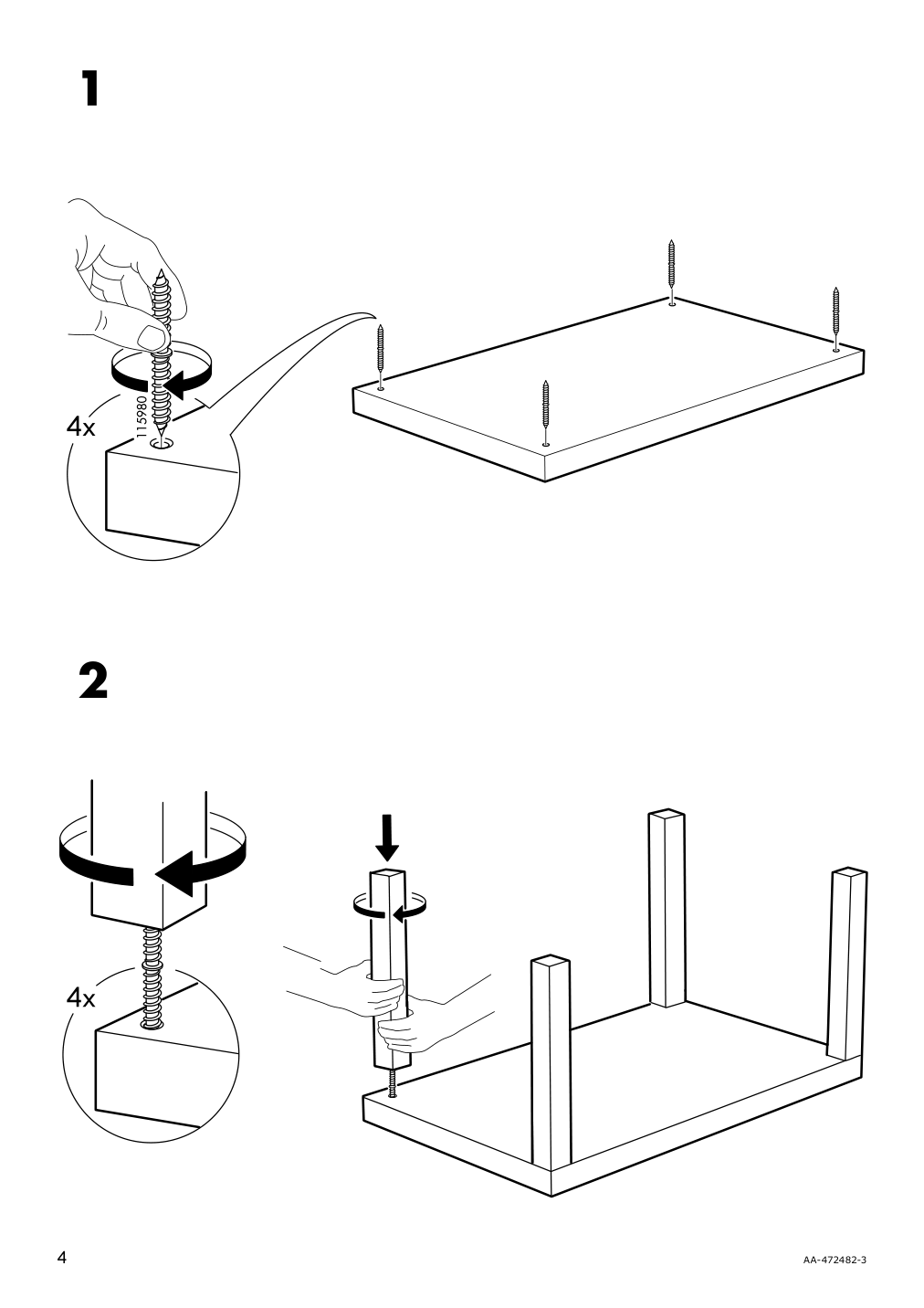 Assembly instructions for IKEA Lack coffee table black brown | Page 4 - IKEA LACK coffee table 401.042.94