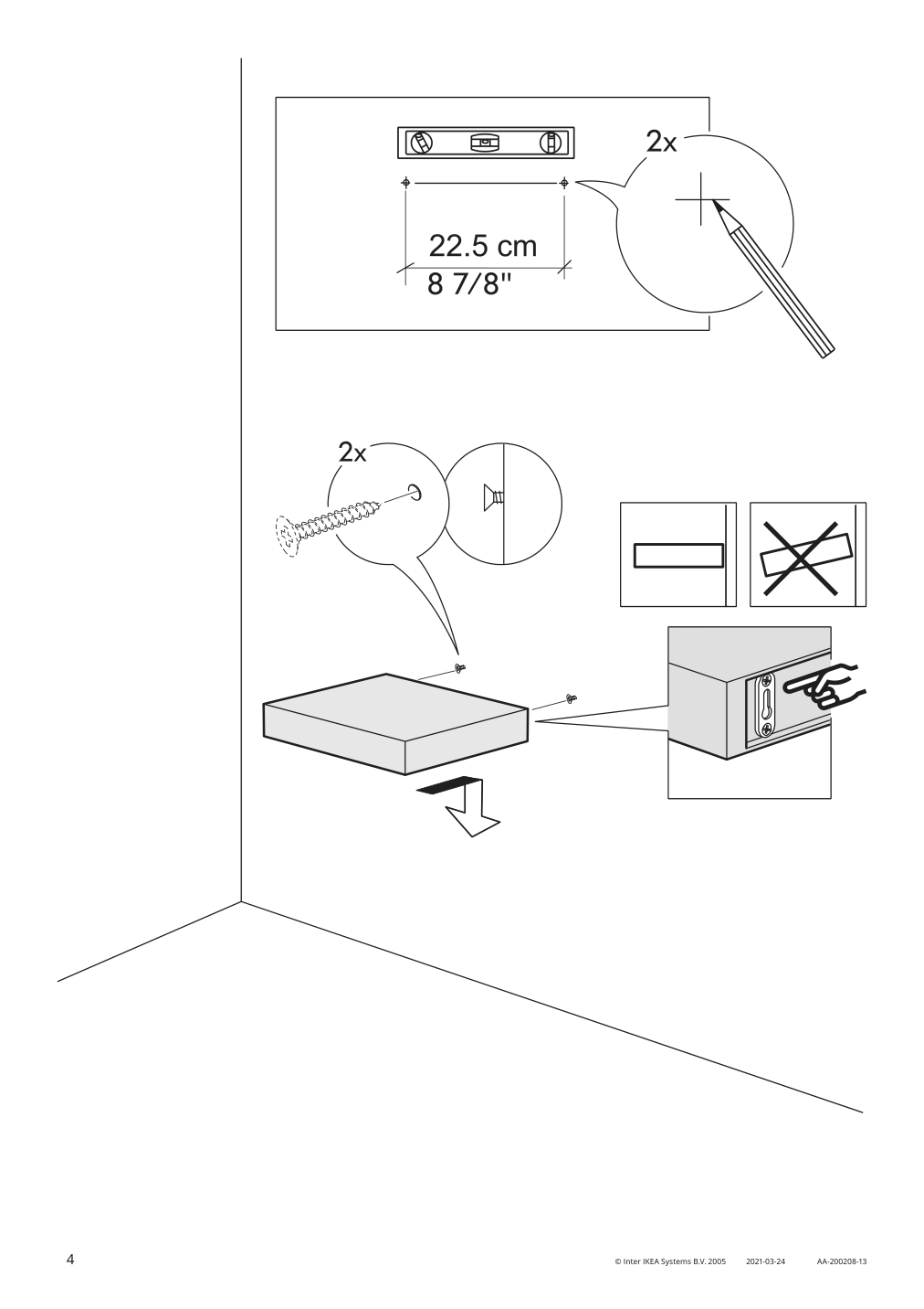 Assembly instructions for IKEA Lack wall shelf white | Page 4 - IKEA LACK wall shelf 502.821.77