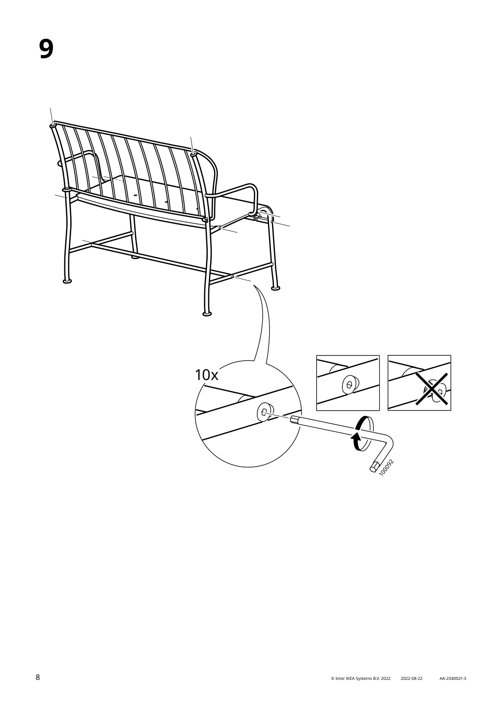 Assembly instructions for IKEA Laeckoe loveseat outdoor gray | Page 8 - IKEA LÄCKÖ loveseat, outdoor 994.950.64