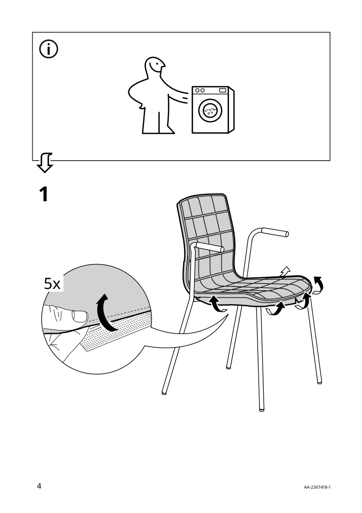 Assembly instructions for IKEA Laektare chair cover gunnared light beige | Page 4 - IKEA LÄKTARE conference chair 895.032.72