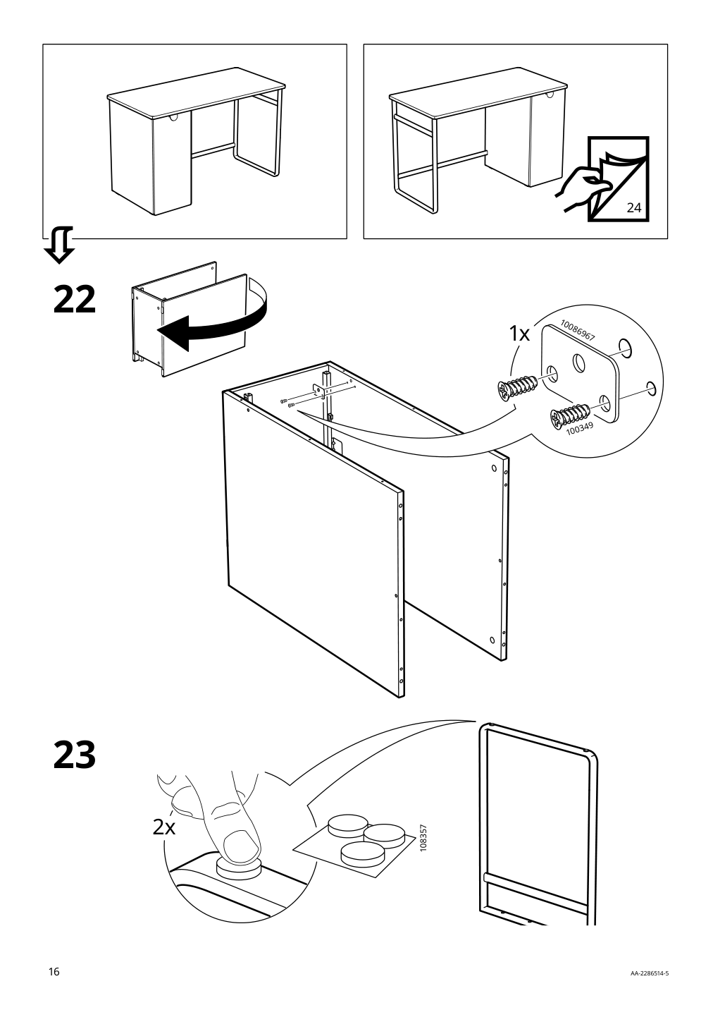 Assembly instructions for IKEA Laerande desk with pull out storage unit white | Page 16 - IKEA LÄRANDE desk with pull-out storage unit 004.927.95