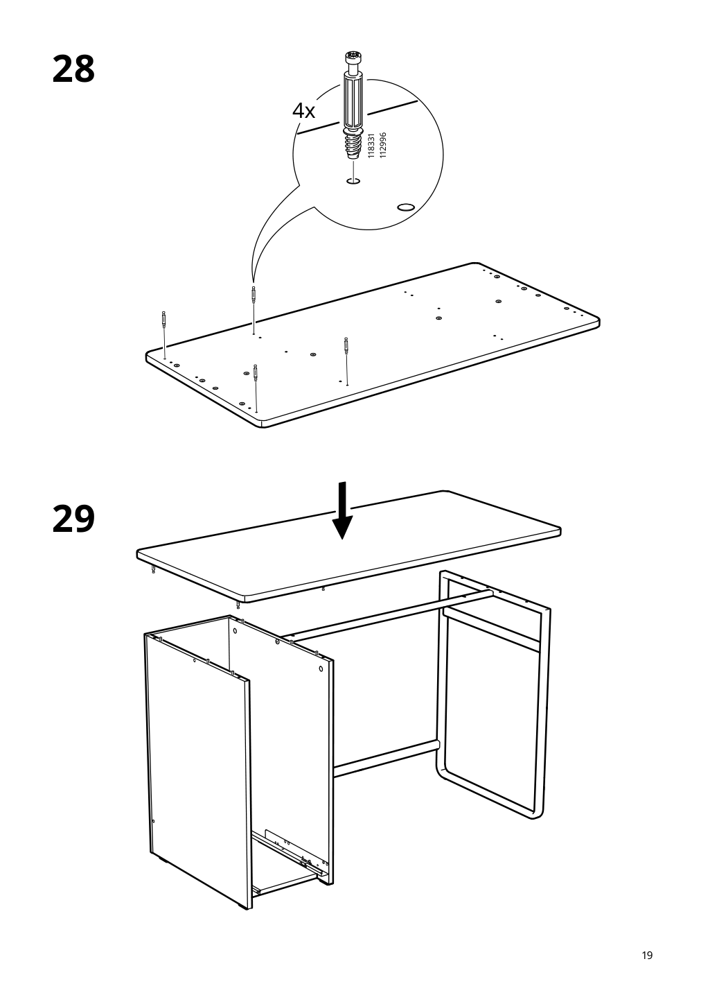 Assembly instructions for IKEA Laerande desk with pull out storage unit white | Page 19 - IKEA LÄRANDE desk with pull-out storage unit 004.927.95