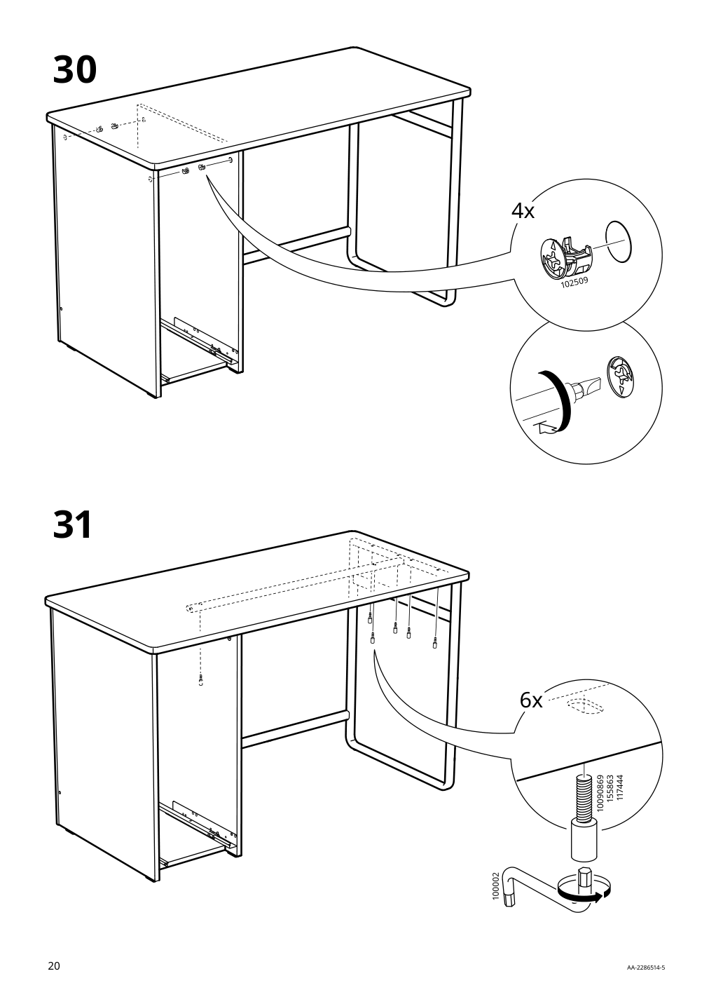 Assembly instructions for IKEA Laerande desk with pull out storage unit white | Page 20 - IKEA LÄRANDE desk with pull-out storage unit 004.927.95