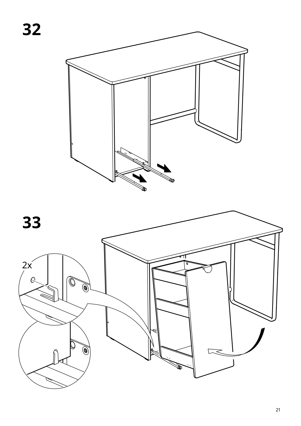 Assembly instructions for IKEA Laerande desk with pull out storage unit white | Page 21 - IKEA LÄRANDE desk with pull-out storage unit 004.927.95