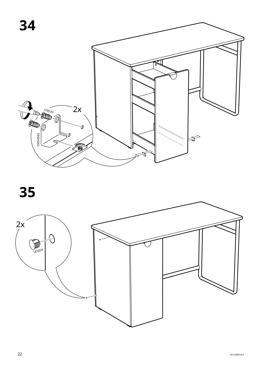 Assembly instructions for IKEA Laerande desk with pull out storage unit white | Page 22 - IKEA LÄRANDE desk with pull-out storage unit 004.927.95