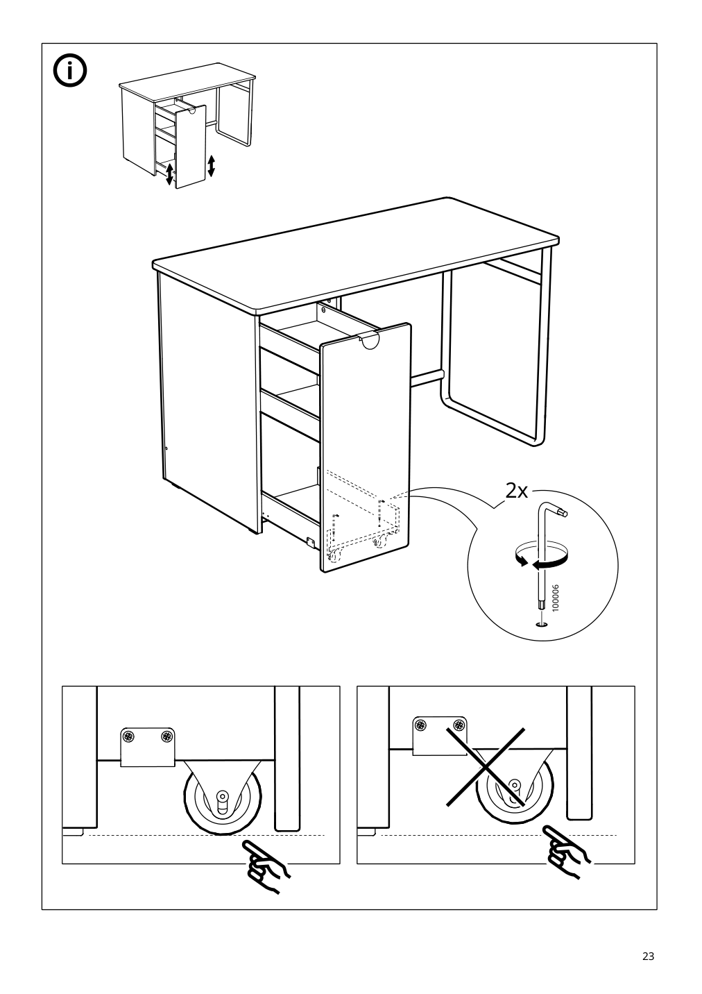 Assembly instructions for IKEA Laerande desk with pull out storage unit white | Page 23 - IKEA LÄRANDE desk with pull-out storage unit 004.927.95