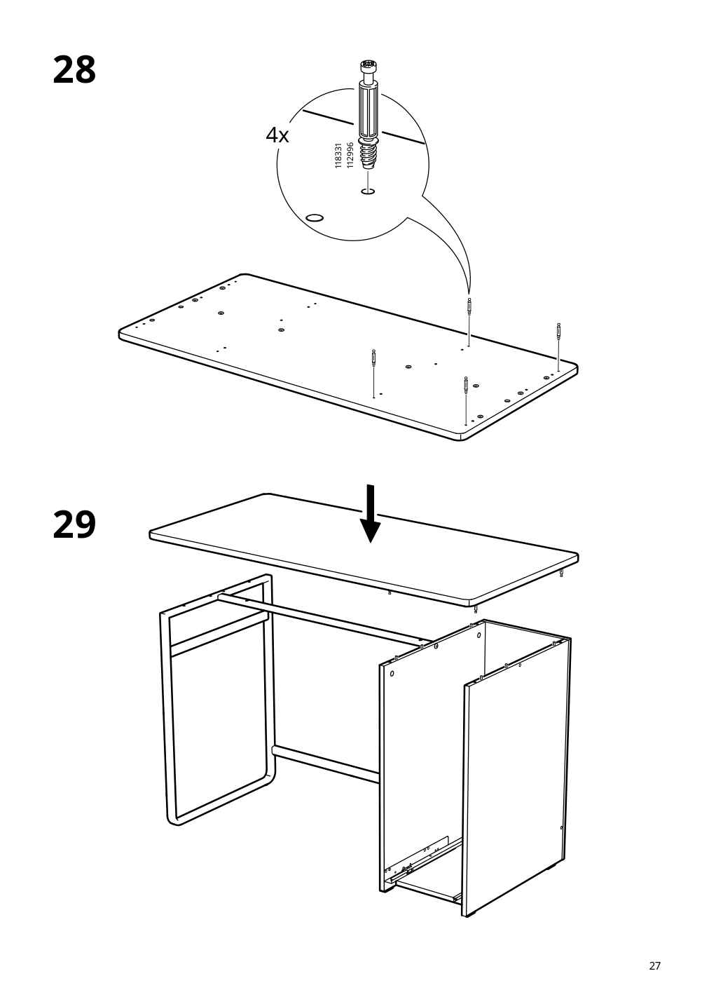 Assembly instructions for IKEA Laerande desk with pull out storage unit white | Page 27 - IKEA LÄRANDE desk with pull-out storage unit 004.927.95