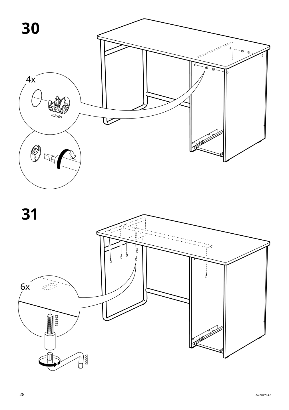 Assembly instructions for IKEA Laerande desk with pull out storage unit white | Page 28 - IKEA LÄRANDE desk with pull-out storage unit 004.927.95