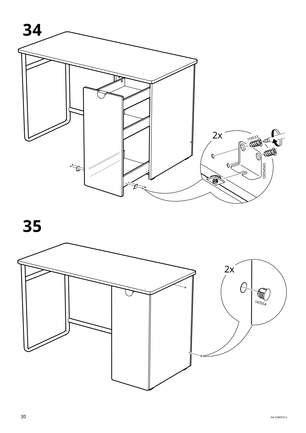 Assembly instructions for IKEA Laerande desk with pull out storage unit white | Page 30 - IKEA LÄRANDE desk with pull-out storage unit 004.927.95