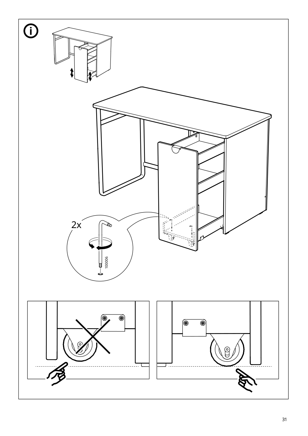 Assembly instructions for IKEA Laerande desk with pull out storage unit white | Page 31 - IKEA LÄRANDE desk with pull-out storage unit 004.927.95