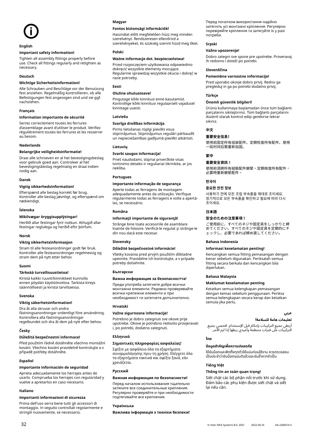 Assembly instructions for IKEA Laerande desk with pull out storage unit white | Page 32 - IKEA LÄRANDE desk with pull-out storage unit 004.927.95