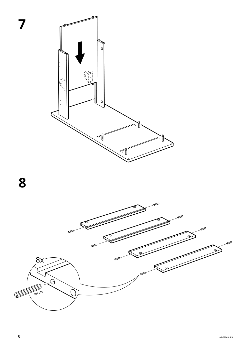 Assembly instructions for IKEA Laerande desk with pull out storage unit white | Page 8 - IKEA LÄRANDE desk with pull-out storage unit 004.927.95