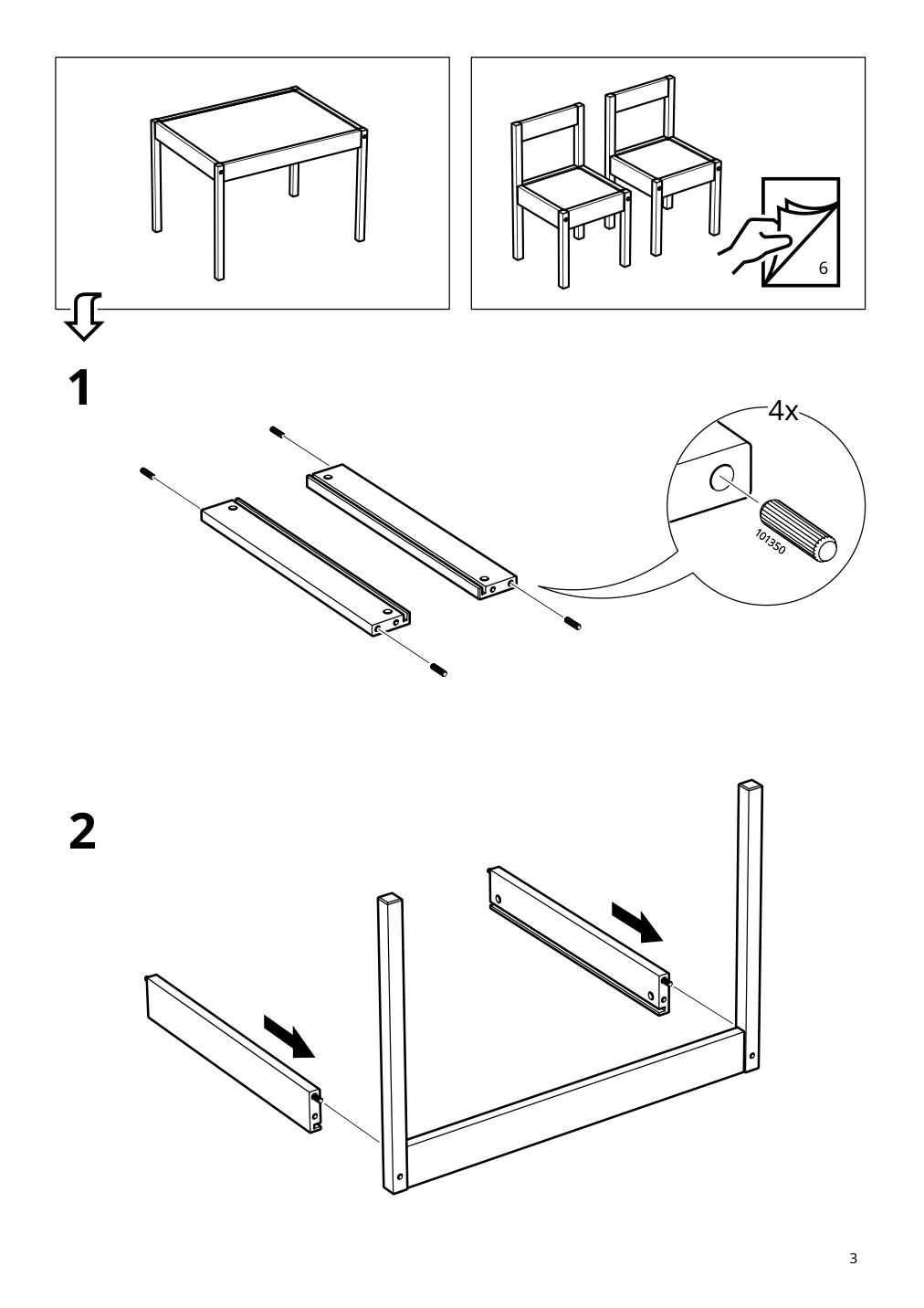 Assembly instructions for IKEA Laett childrens table and 2 chairs white pine | Page 3 - IKEA LÄTT children's table and 2 chairs 501.784.11