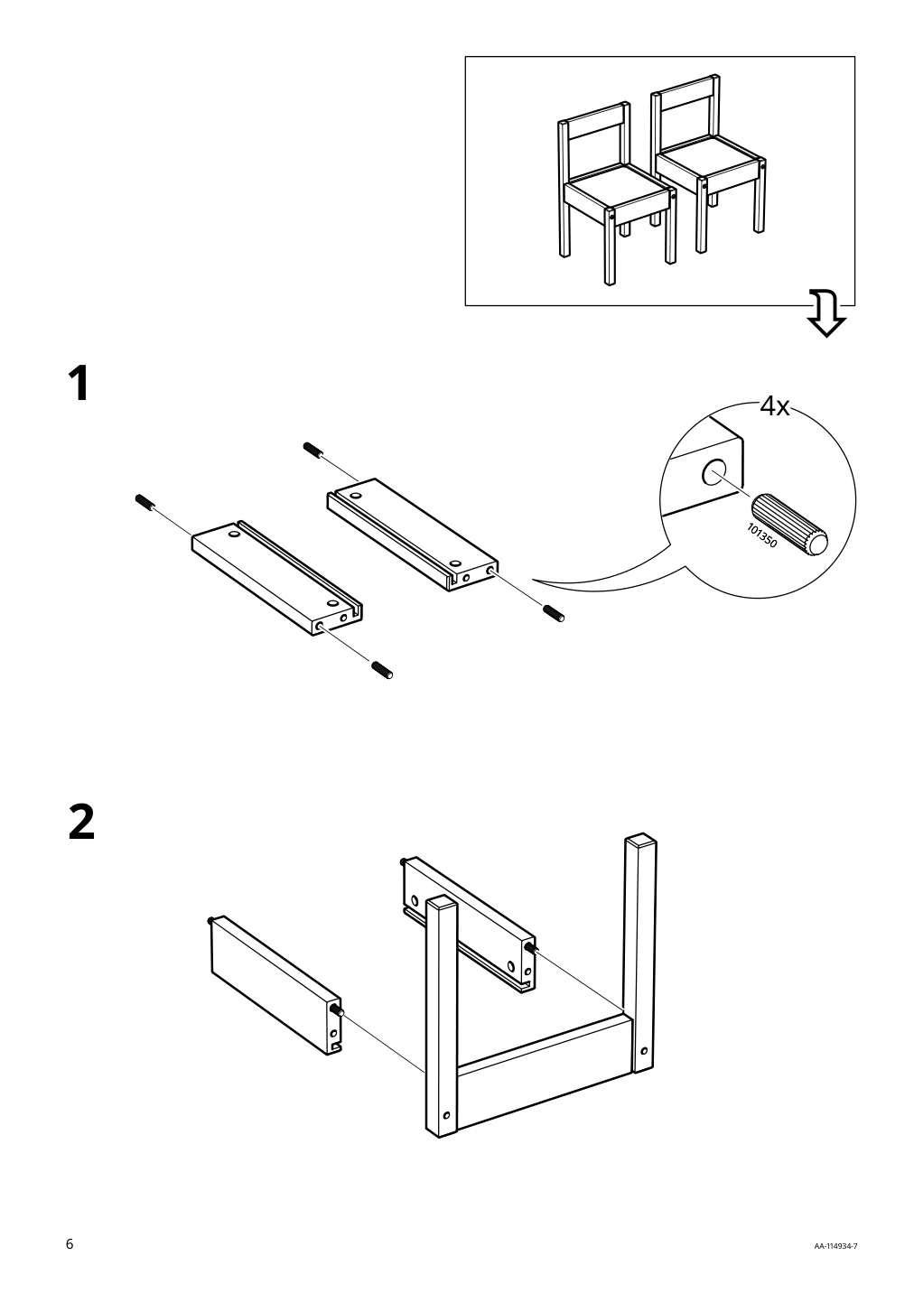 Assembly instructions for IKEA Laett childrens table and 2 chairs white pine | Page 6 - IKEA LÄTT children's table and 2 chairs 501.784.11