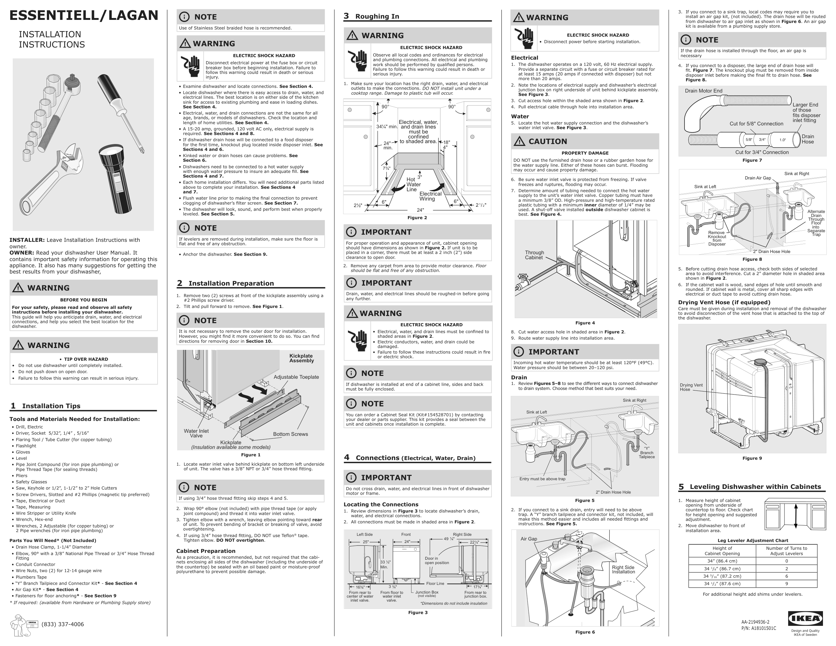 Assembly instructions for IKEA Essentiell built in dishwasher stainless steel | Page 1 - IKEA ESSENTIELL built-in dishwasher 605.222.85