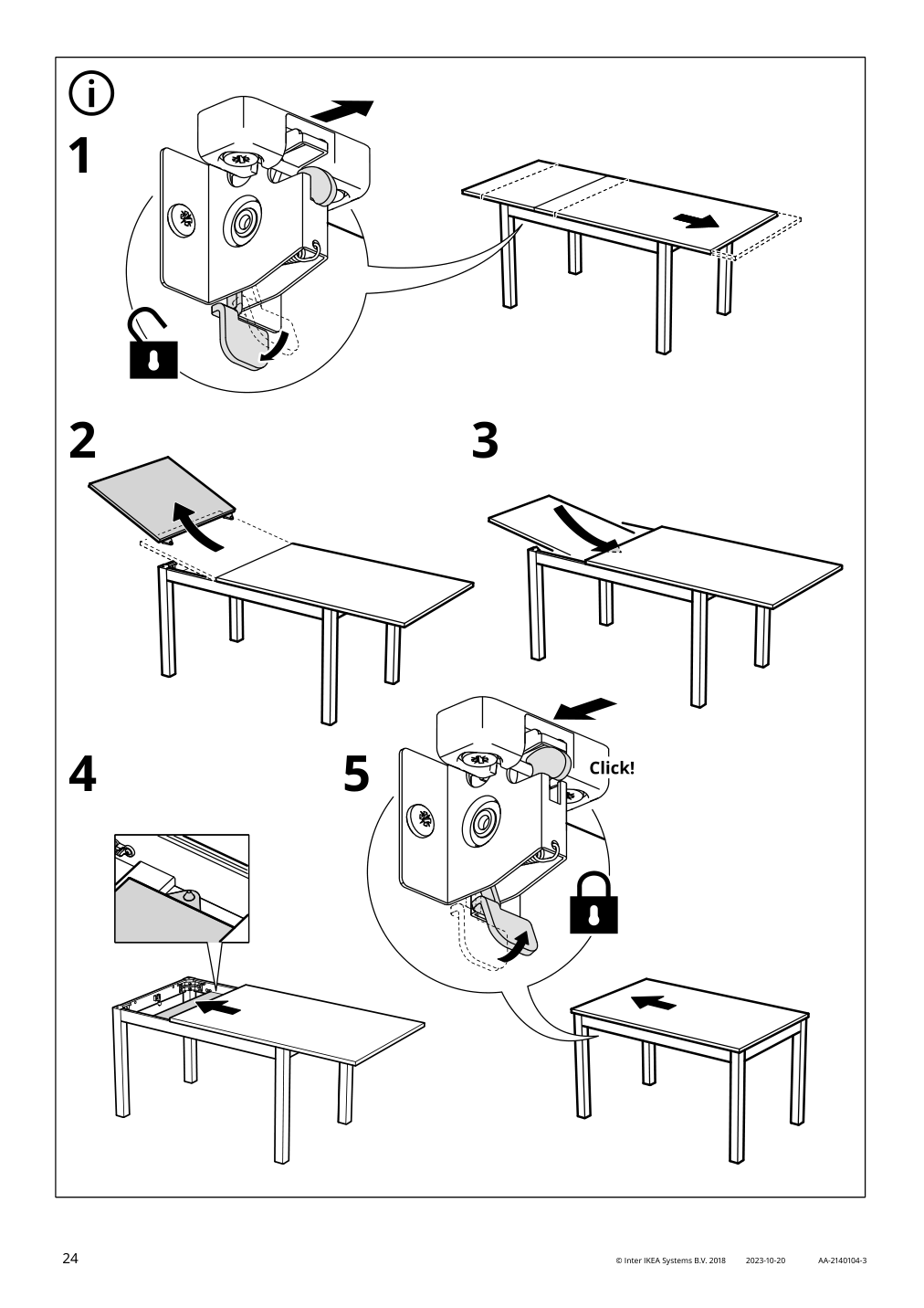 Assembly instructions for IKEA Laneberg extendable table white | Page 24 - IKEA LANEBERG extendable table 604.161.38