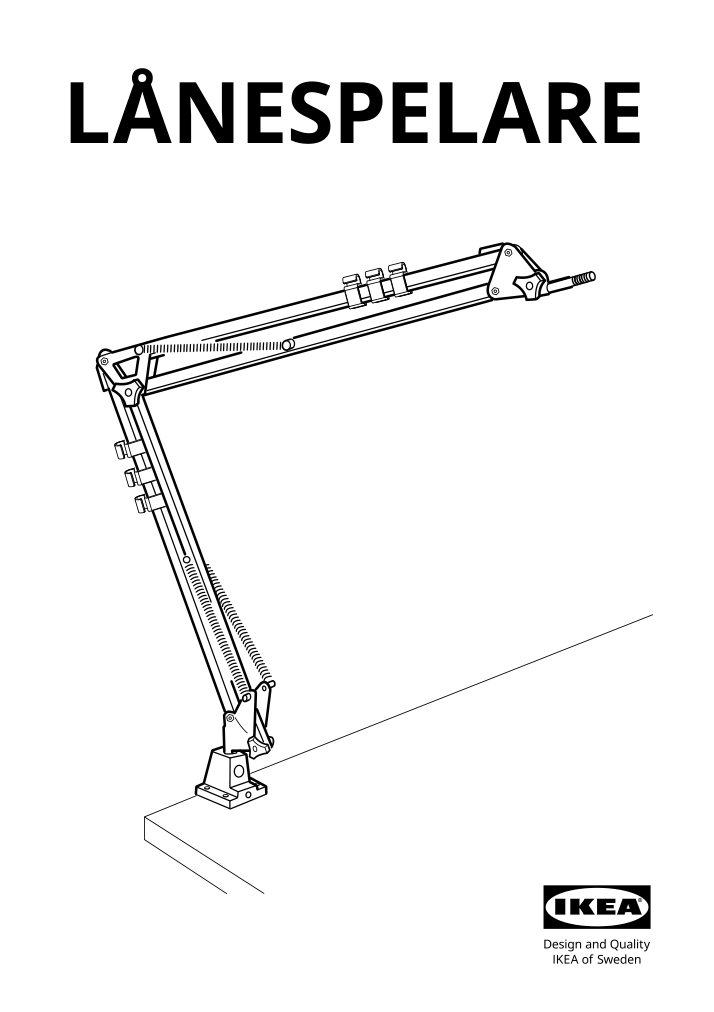 Assembly instructions for IKEA Lanespelare microphone arm with screw mount anthracite | Page 1 - IKEA LÅNESPELARE microphone arm 905.713.97