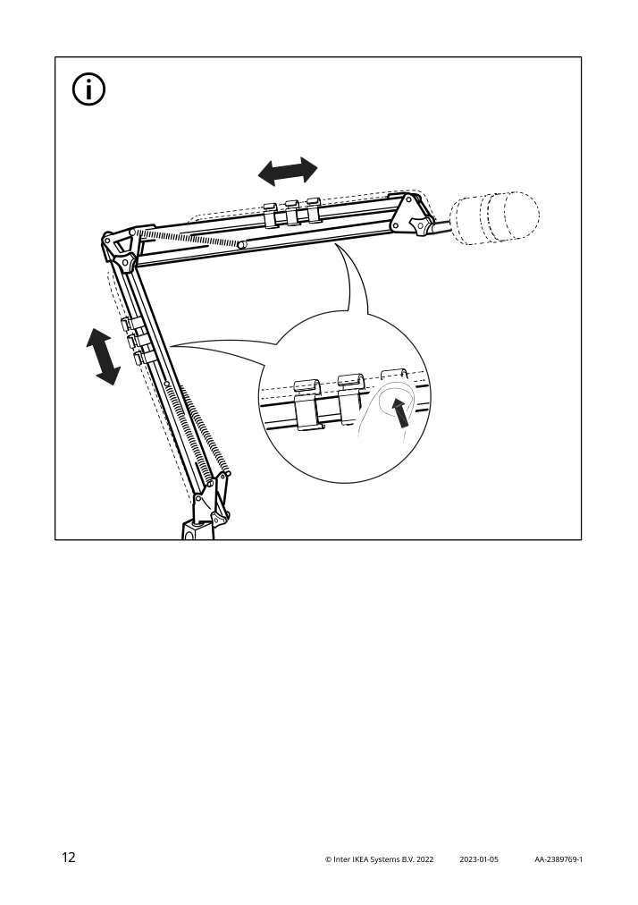 Assembly instructions for IKEA Lanespelare microphone arm with screw mount anthracite | Page 12 - IKEA LÅNESPELARE microphone arm 905.713.97