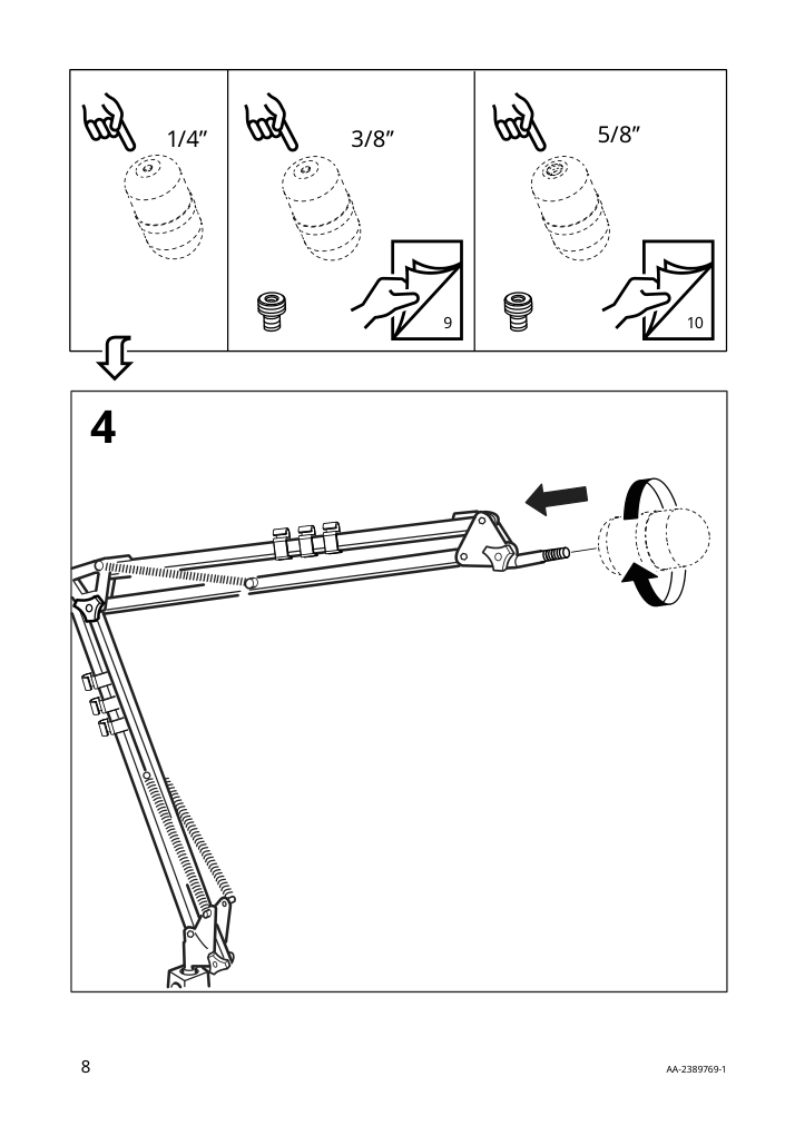 Assembly instructions for IKEA Lanespelare microphone arm with screw mount anthracite | Page 8 - IKEA LÅNESPELARE microphone arm 905.713.97