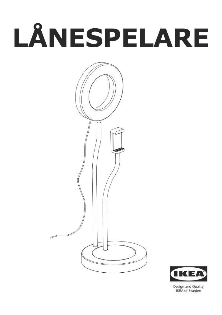 Assembly instructions for IKEA Lanespelare ring lamp with phone holder | Page 1 - IKEA LÅNESPELARE ring lamp with phone holder 105.143.58