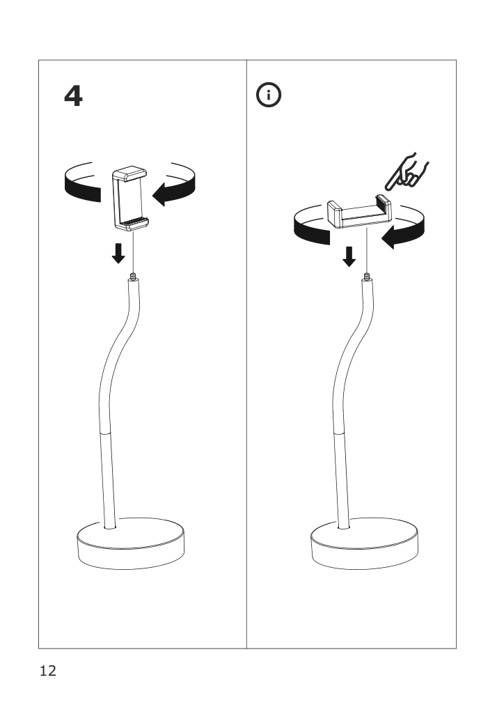 Assembly instructions for IKEA Lanespelare ring lamp with phone holder | Page 12 - IKEA LÅNESPELARE ring lamp with phone holder 105.143.58