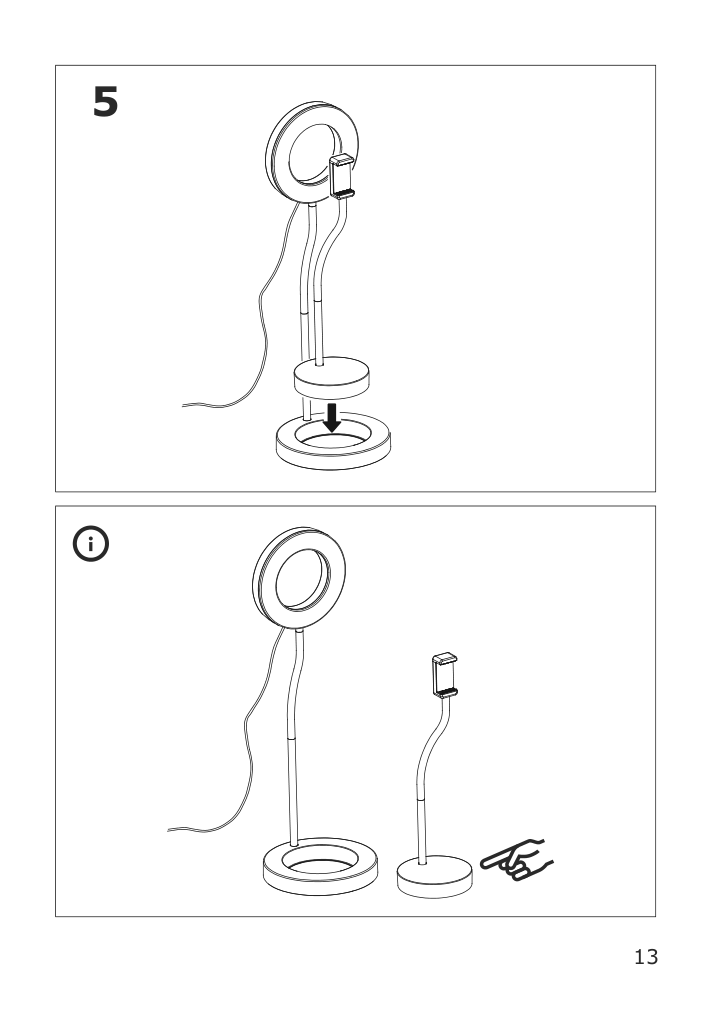 Assembly instructions for IKEA Lanespelare ring lamp with phone holder | Page 13 - IKEA LÅNESPELARE ring lamp with phone holder 105.143.58