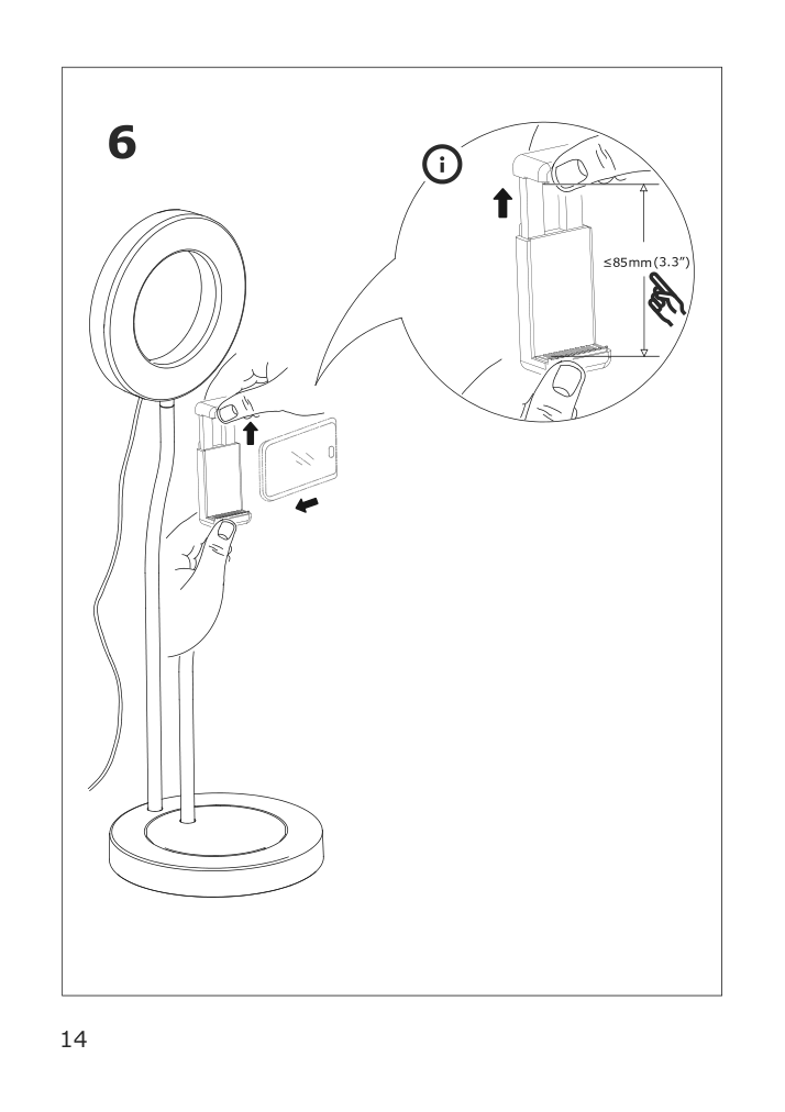 Assembly instructions for IKEA Lanespelare ring lamp with phone holder | Page 14 - IKEA LÅNESPELARE ring lamp with phone holder 105.143.58