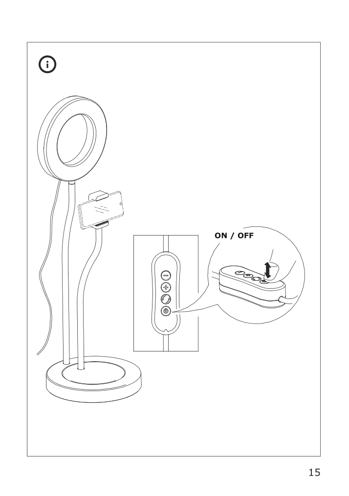 Assembly instructions for IKEA Lanespelare ring lamp with phone holder | Page 15 - IKEA LÅNESPELARE ring lamp with phone holder 105.143.58