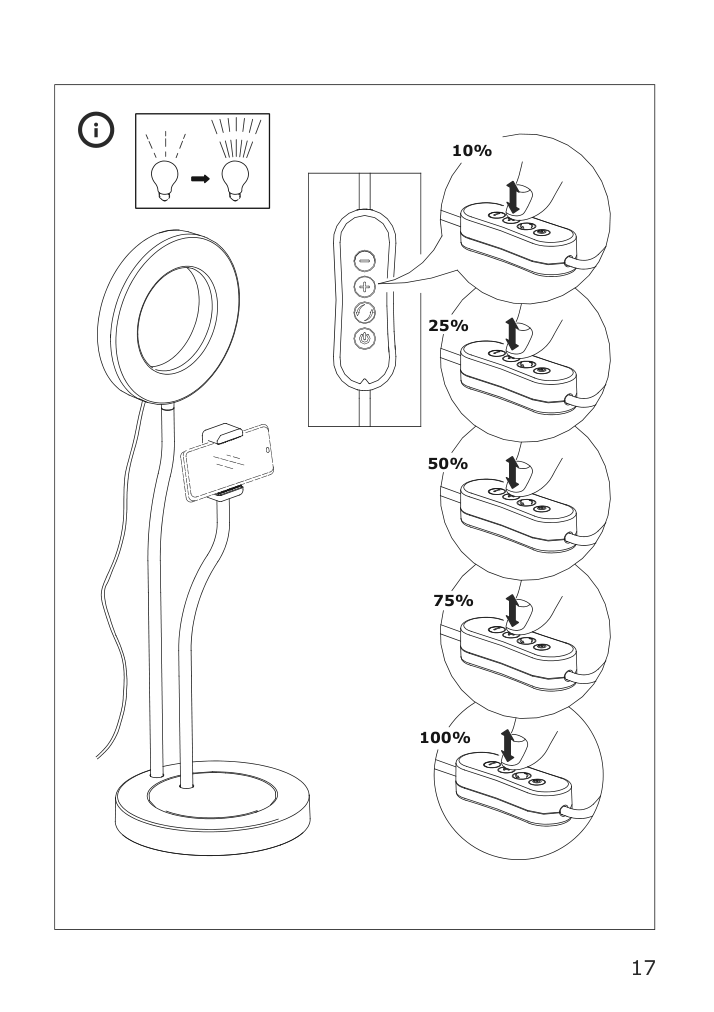 Assembly instructions for IKEA Lanespelare ring lamp with phone holder | Page 17 - IKEA LÅNESPELARE ring lamp with phone holder 105.143.58