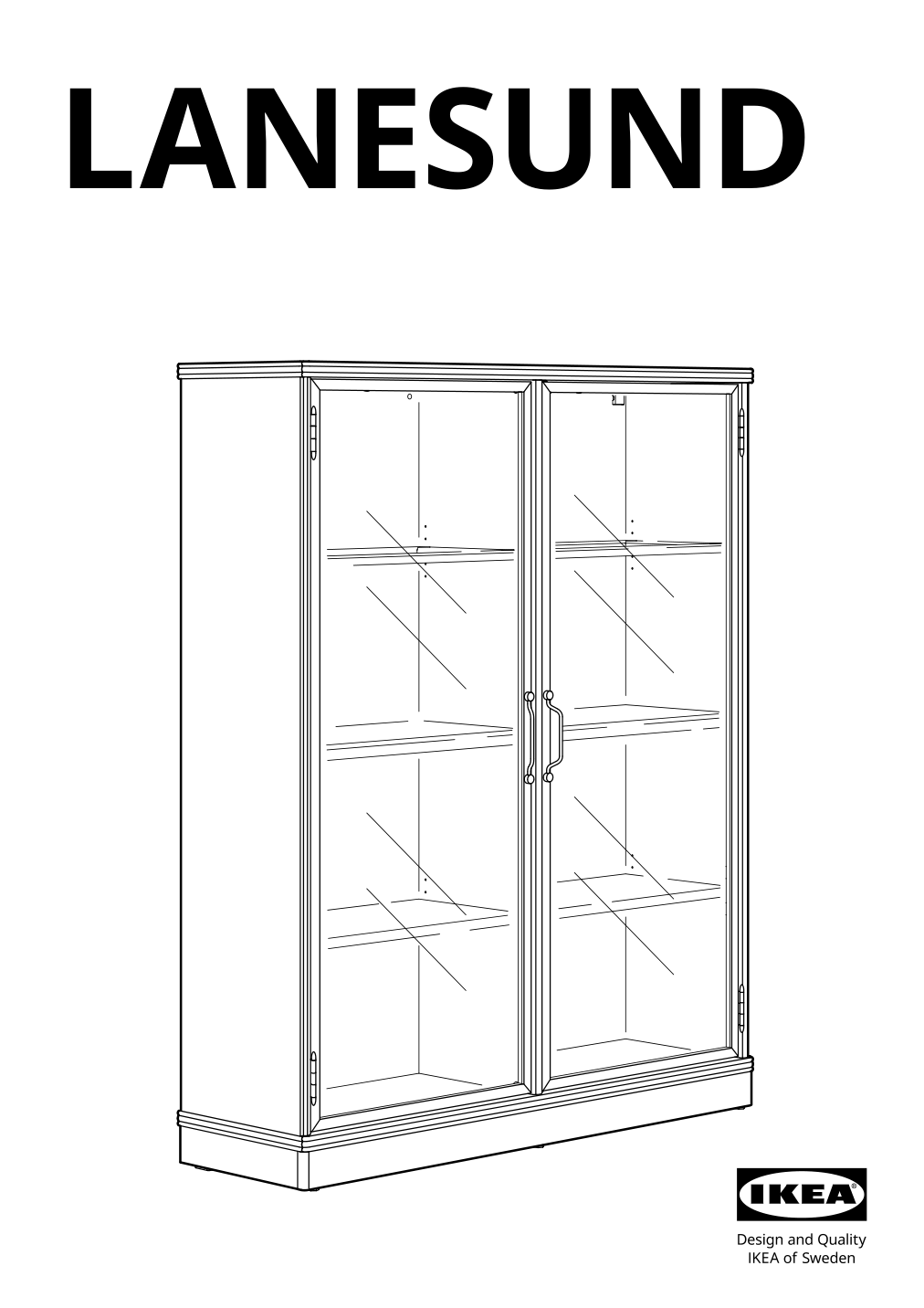 Assembly instructions for IKEA Lanesund glass door cabinet gray brown | Page 1 - IKEA LANESUND storage combination 695.147.28