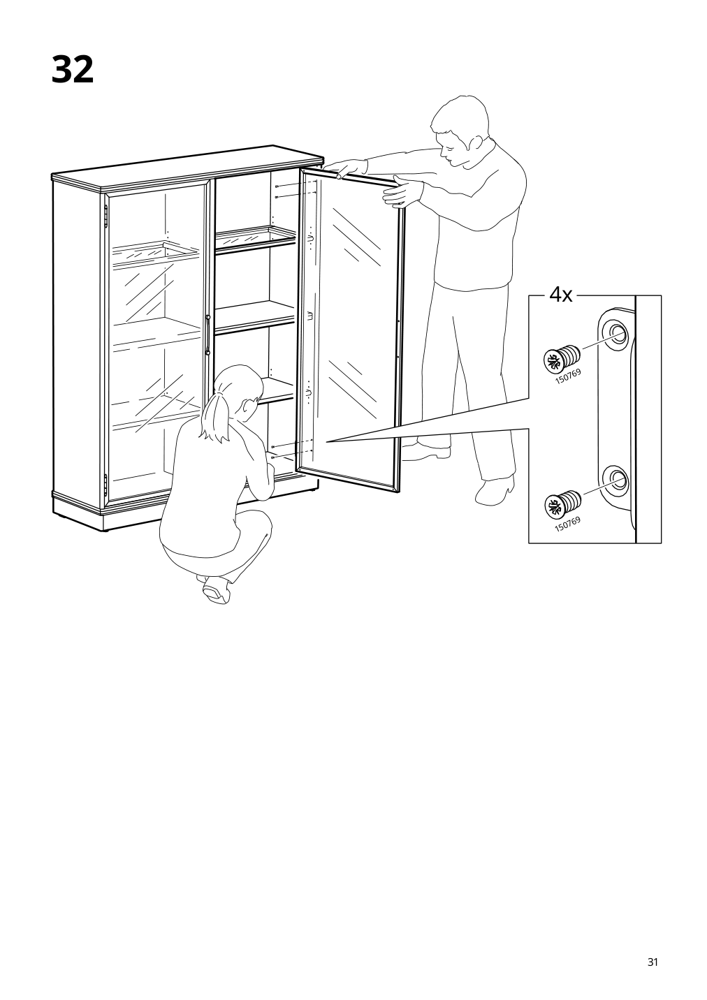 Assembly instructions for IKEA Lanesund glass door cabinet gray brown | Page 31 - IKEA LANESUND TV storage combination 495.147.29