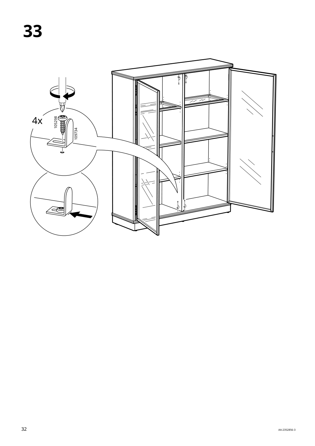 Assembly instructions for IKEA Lanesund glass door cabinet gray brown | Page 32 - IKEA LANESUND storage combination 695.147.28