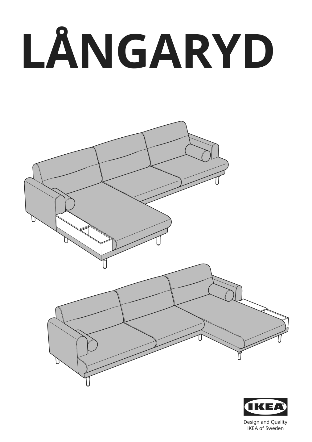 Assembly instructions for IKEA Langaryd frame 3 seat sofa w chs lng right lejde gray black | Page 1 - IKEA LÅNGARYD sofa w chaise, right 194.187.34