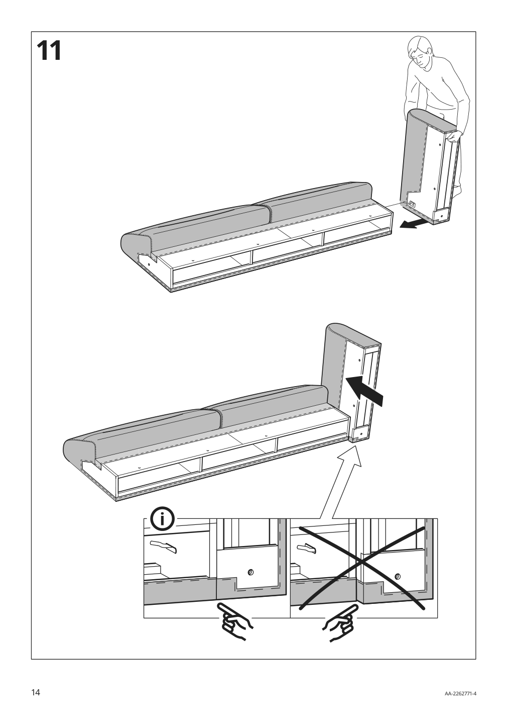 Assembly instructions for IKEA Langaryd frame 3 seat sofa w chs lng left lejde light gray | Page 14 - IKEA LÅNGARYD sofa w chaise, left 494.181.67