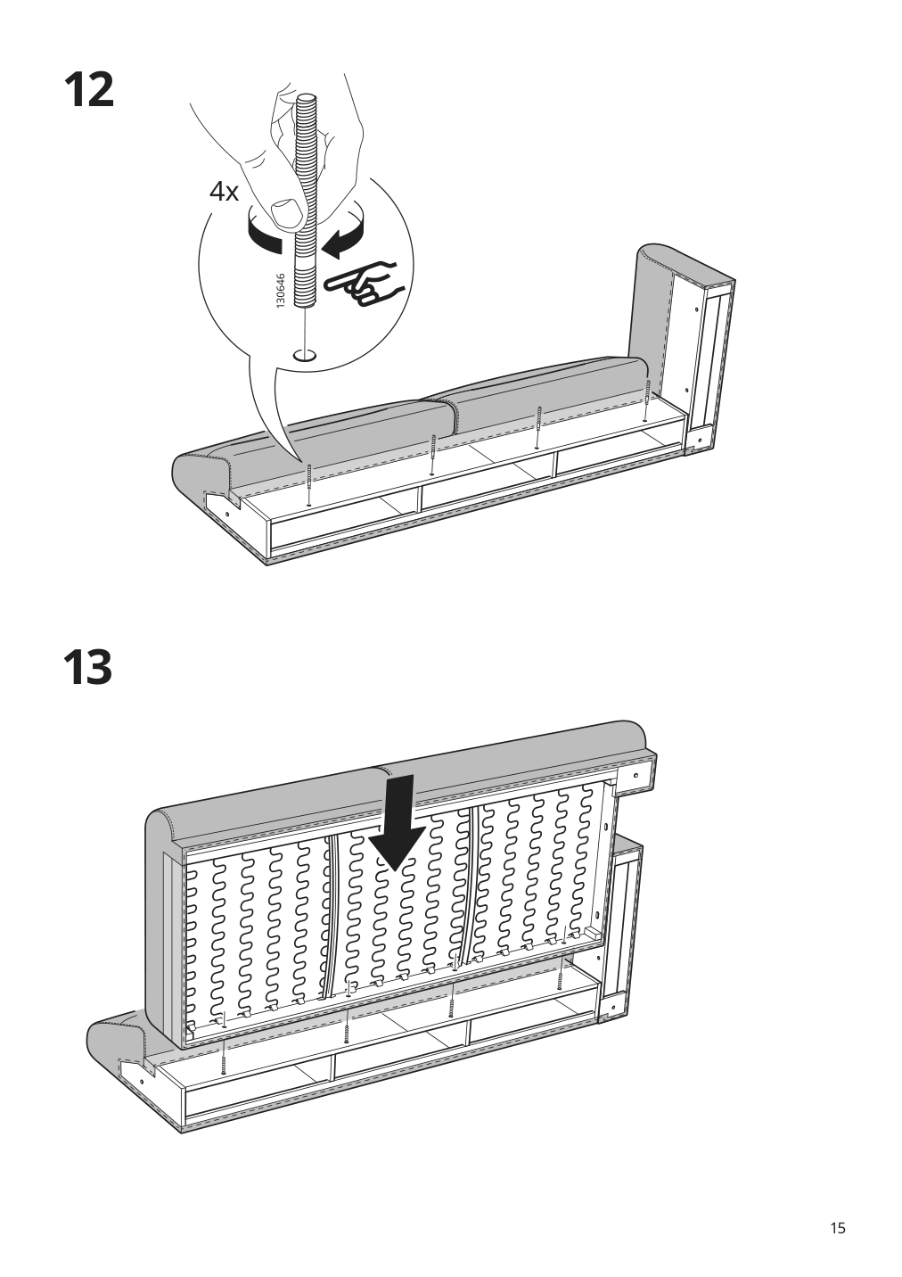 Assembly instructions for IKEA Langaryd frame 3 seat sofa w chs lng right lejde gray black | Page 15 - IKEA LÅNGARYD sofa w chaise, right 394.187.33