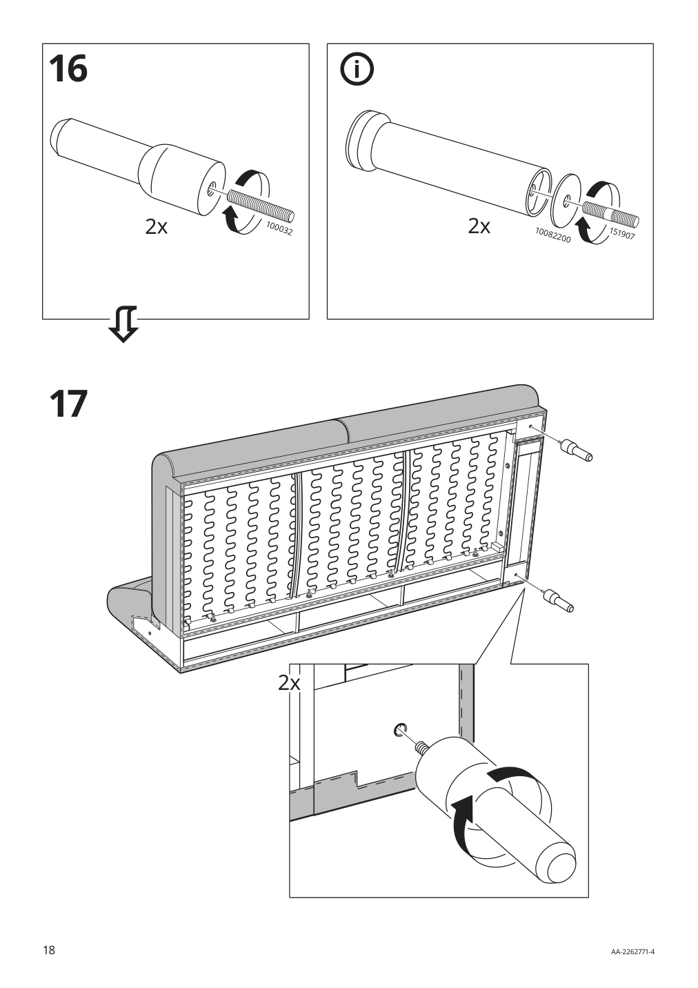 Assembly instructions for IKEA Langaryd frame 3 seat sofa w chs lng right lejde gray black | Page 18 - IKEA LÅNGARYD sofa w chaise, right 194.187.34