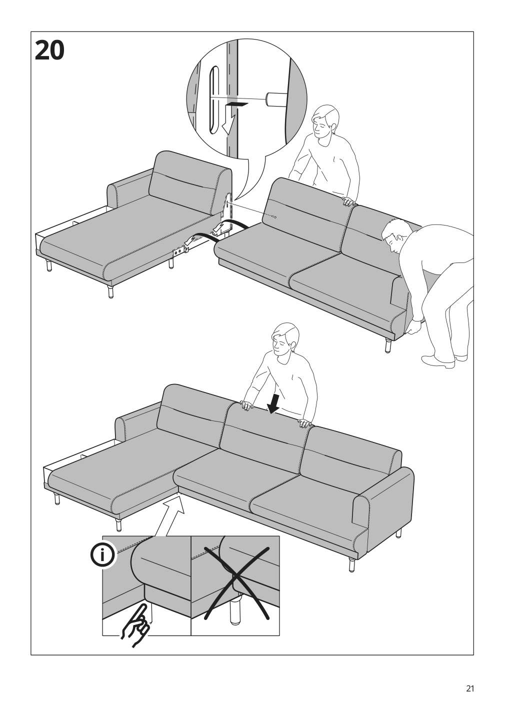 Assembly instructions for IKEA Langaryd frame 3 seat sofa w chs lng right lejde light gray | Page 21 - IKEA LÅNGARYD sofa w chaise, right 094.187.44