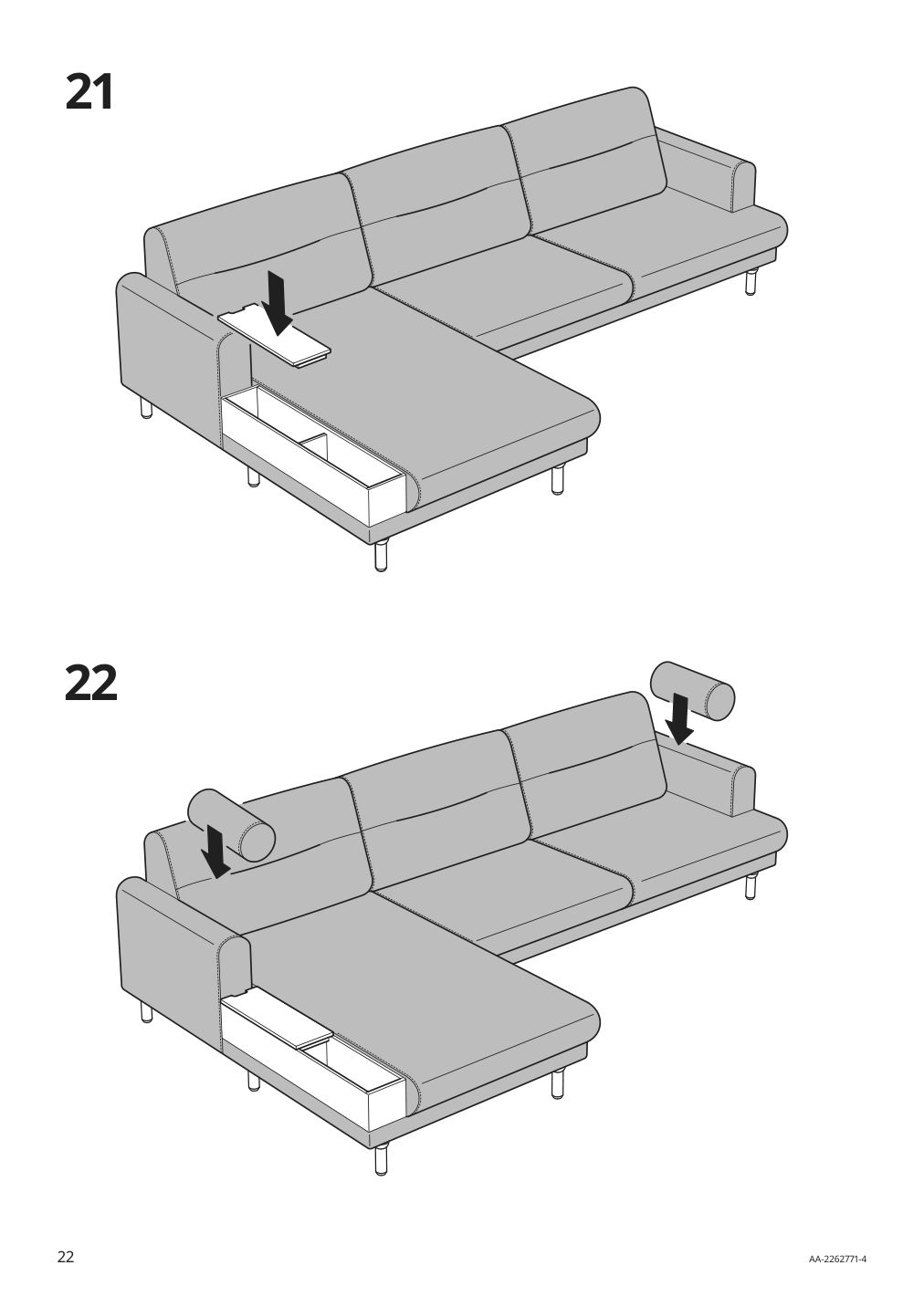 Assembly instructions for IKEA Langaryd frame 3 seat sofa w chs lng left lejde light gray | Page 22 - IKEA LÅNGARYD sofa w chaise, left 194.181.64